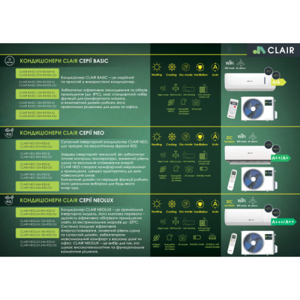 Кондиціонер CLAIR Neo-09A-R32-IU/09A-R32-OU